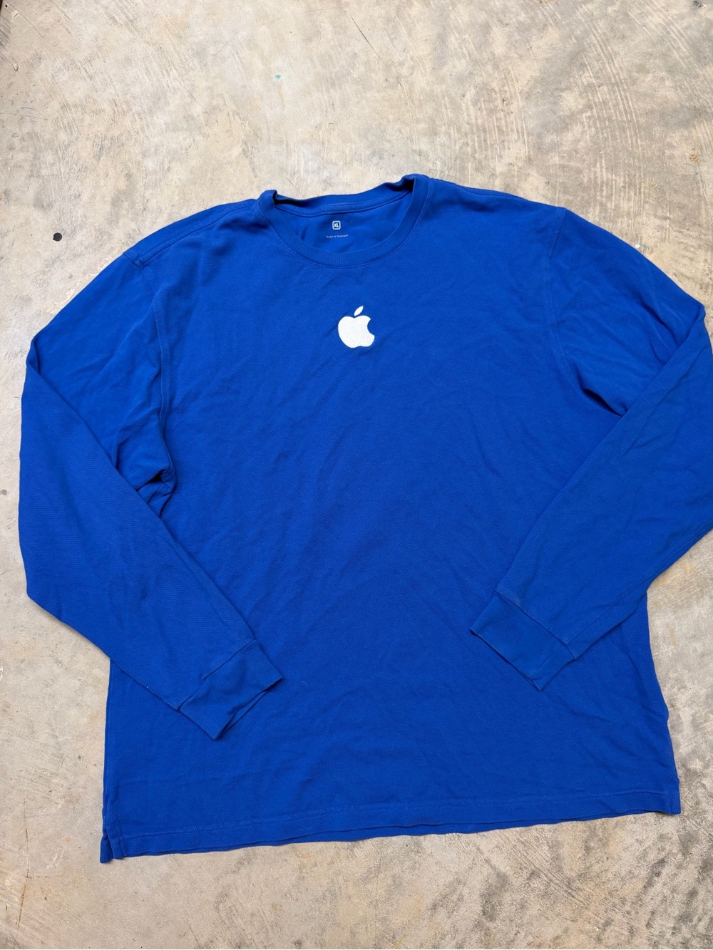 Apple Royal Blue Long Sleeve Crewneck Tee with White Apple Logo